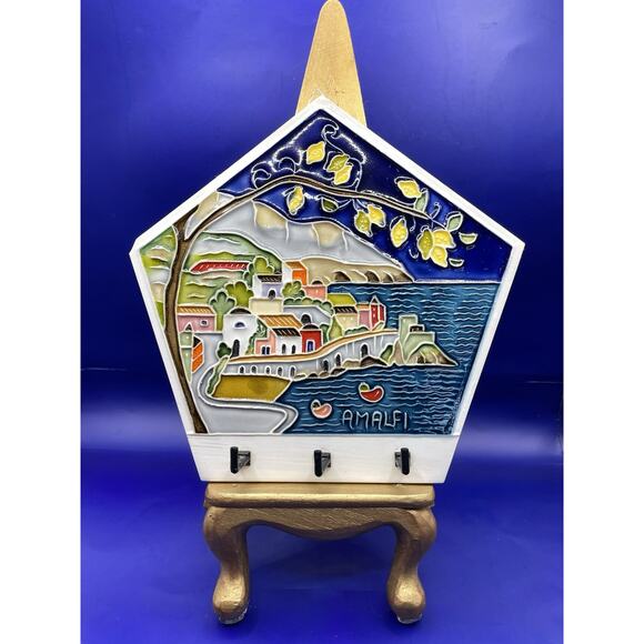 Vietri Pottery- Amalfi Coast Key Holder Tile Made/Hand Painted in Italy - Picture 1 of 10
